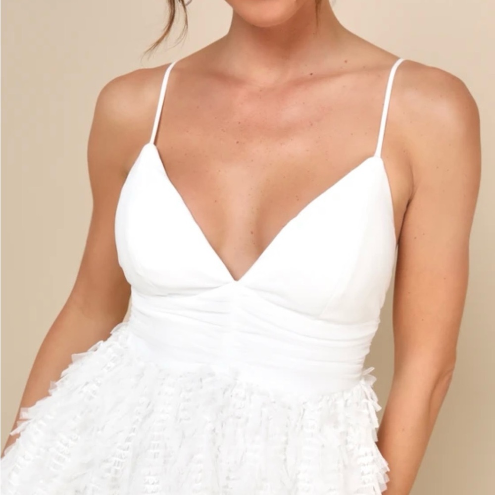 Radiant Perception White Mesh Textured Sleeveless Mini Dress Lulus small - Picture 4 of 4